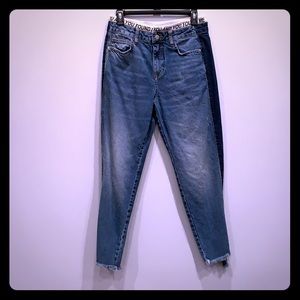 Streetwear Blue Jeans High Rise Color Block